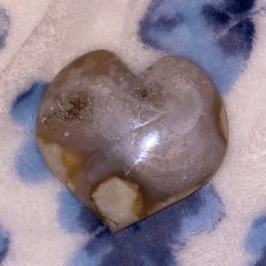 Pink amethyst / Flower Agate Puffy Heart
